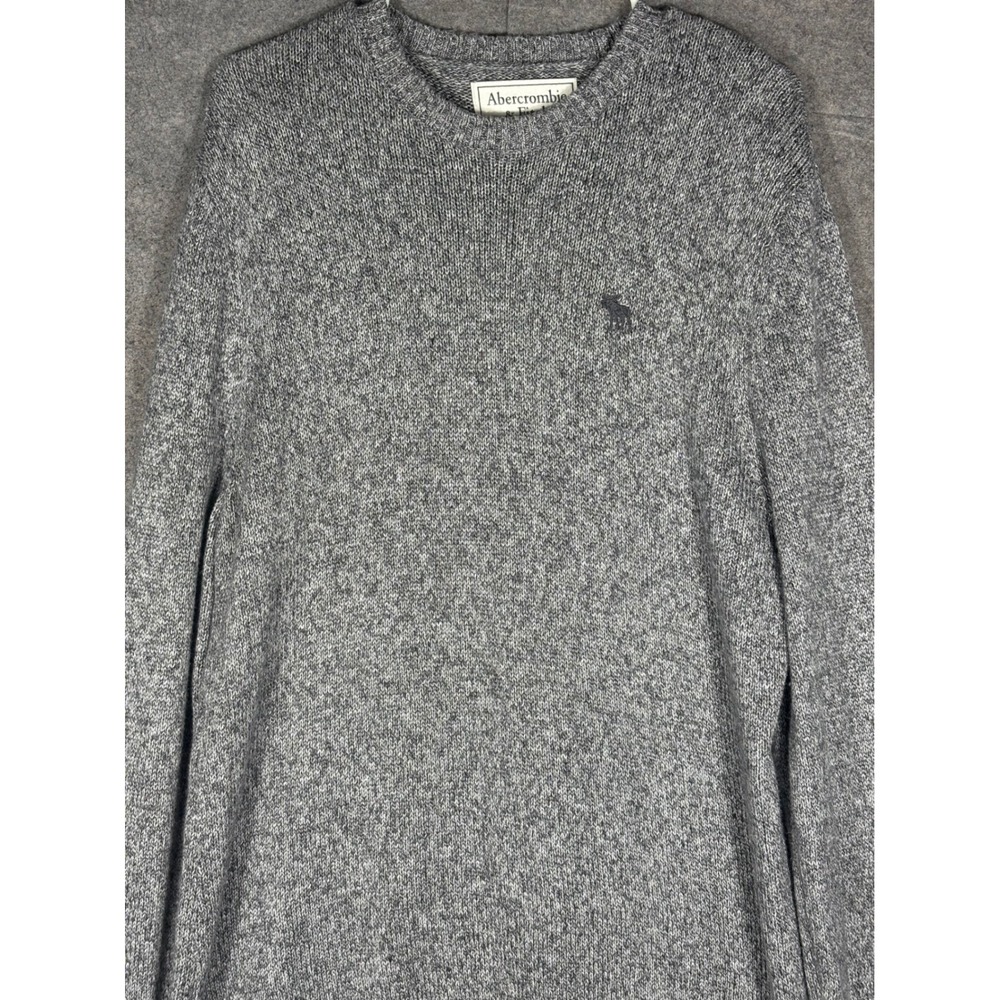 Abercrombie & Fitch Mens XL Grey Marl Cotton Blend Crew Neck Sweater Pullover